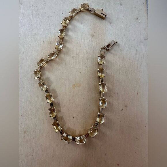 Vintage Elegant 10k Gold Citrine Tennis Bracelet - Picture 1 of 11